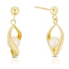 Thumbnail Image 0 of 9ct Yellow Gold Open Twist Cultured Freshwater Pearl Drop Earrings