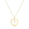 Thumbnail Image 0 of 9ct Yellow Gold Floating Cultured Freshwater Pearl Circle Pendant Necklace