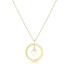 Thumbnail Image 1 of 9ct Yellow Gold Floating Cultured Freshwater Pearl Circle Pendant Necklace