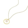 Thumbnail Image 1 of 9ct Yellow Gold Floating Cultured Freshwater Pearl Circle Pendant Necklace