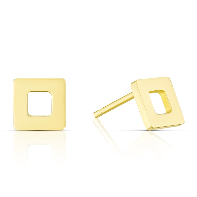 Main Image 1 of 9ct Yellow Gold Open Square Stud Earrings