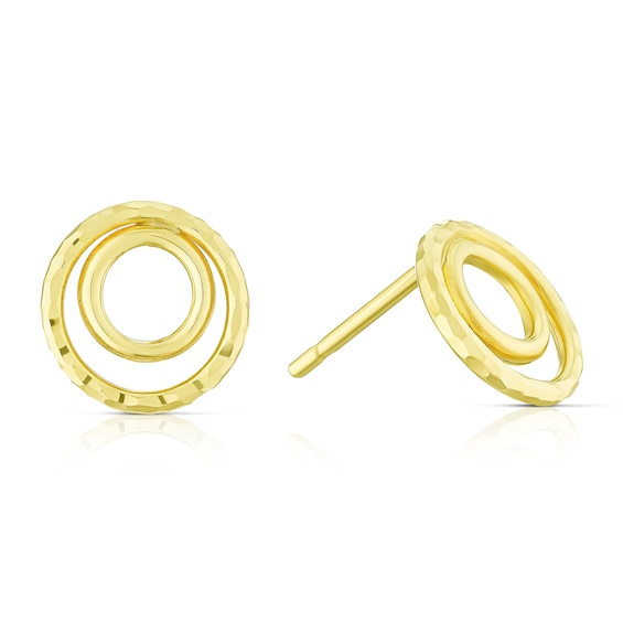 DOUBLE C CIRCLE GOLD STUD EARRINGS