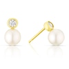 Thumbnail Image 1 of 9ct Yellow Gold Cubic Zirconia & Cultured Freshwater Pearl Drop Stud Earrings