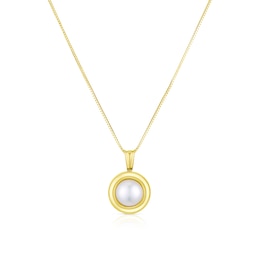 9ct Yellow Gold Cultured Freshwater Pearl Round Cushion Pendant Necklace