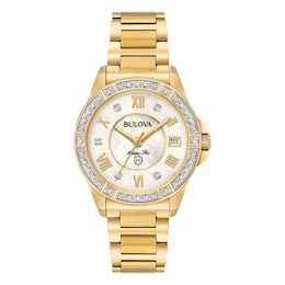 Bulova Marine Star Diamond Ladies' Gold Tone Bracelet Watch