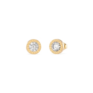 Guess Ladies' 10mm Gold Tone Crystal Stud Earrings | H.Samuel