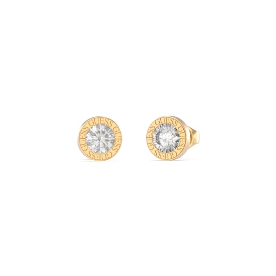 Guess Ladies 10mm Gold Tone Crystal Stud Earrings