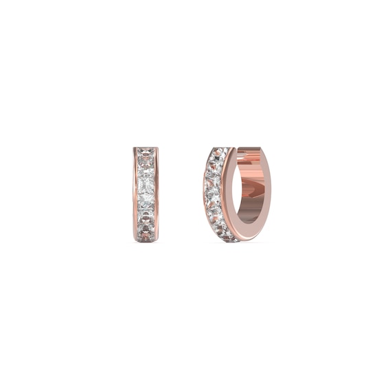 Guess Ladies Rose Tone 11mm Crystal Huggie Hoop Earrings