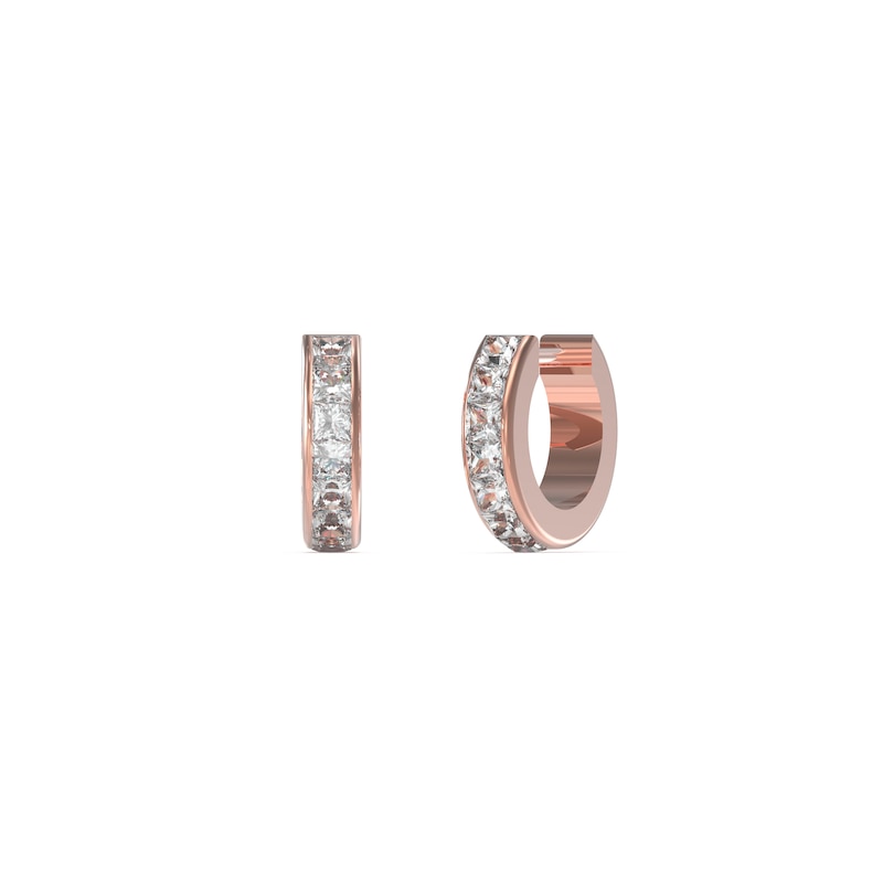 Main Image 1 of Guess Ladies' Rose Tone 11mm Crystal Huggie Hoop Earrings