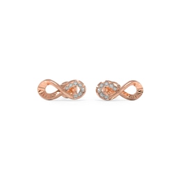Guess Ladies' Rose Tone Stone Set Infinity Stud Earrings