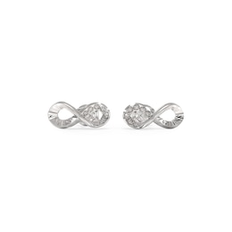 Guess Ladies' Silver Tone Stone Set Infinity Stud Earrings