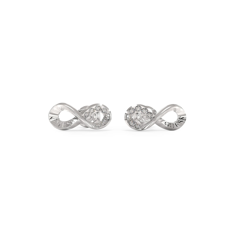 Main Image 1 of Guess Ladies' Silver Tone Stone Set Infinity Stud Earrings