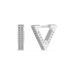 Guess Ladies' Stone Set Triangle 12mm Huggie Hoop Earrings