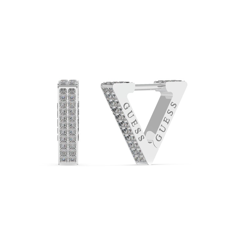 Main Image 1 of Guess Ladies' Stone Set Triangle 12mm Huggie Hoop Earrings