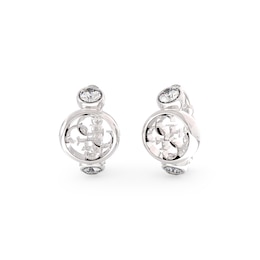 Guess Ladies' Silver Stone Crystal 15mm Mini Hoop Earrings