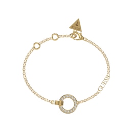 Guess Ladies' Gold Tone Stone Set Circle Pendant Bracelet