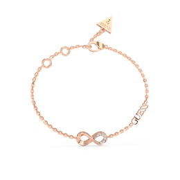 Guess Ladies' Rose Tone Stone Set Infinity Bracelet