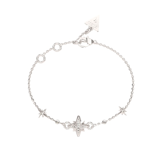 Guess Ladies Silver Tone Stone Set Central Star Bracelet