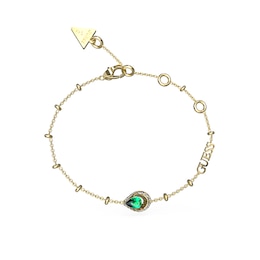 Guess Ladies' Gold Tone Green Crystal Drop Bracelet