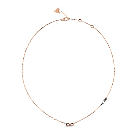 Guess Ladies' Rose Tone Stone Set Infinity Necklace