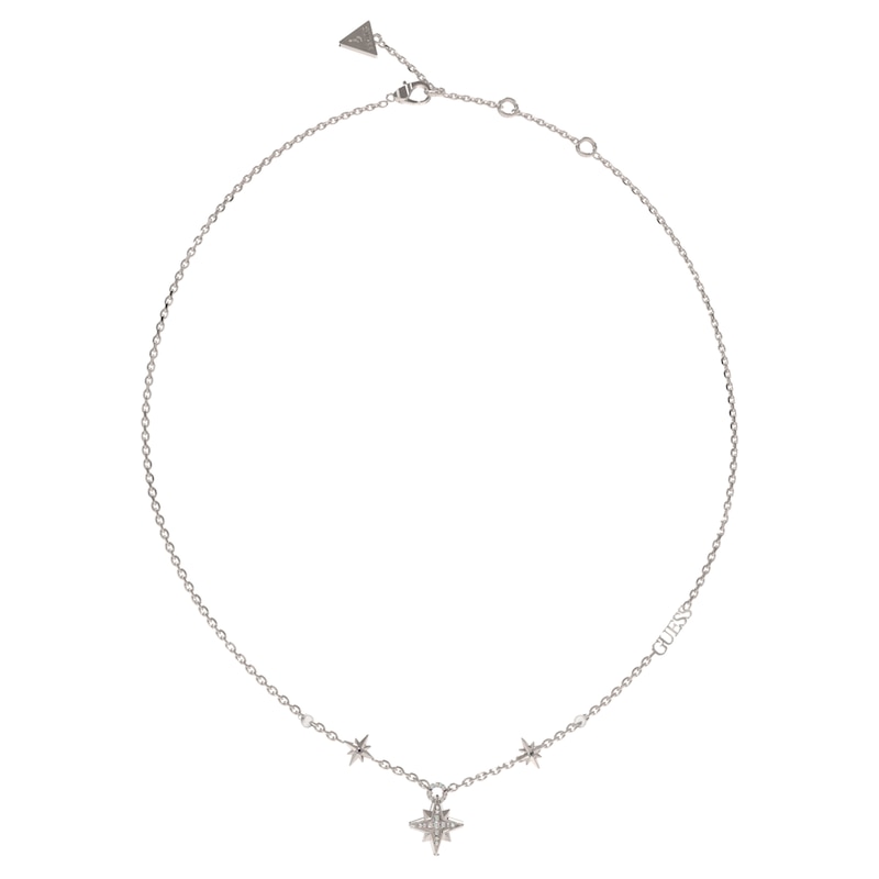 Guess Ladies' Silver Tone Stone Set Central Star Pendant Necklace