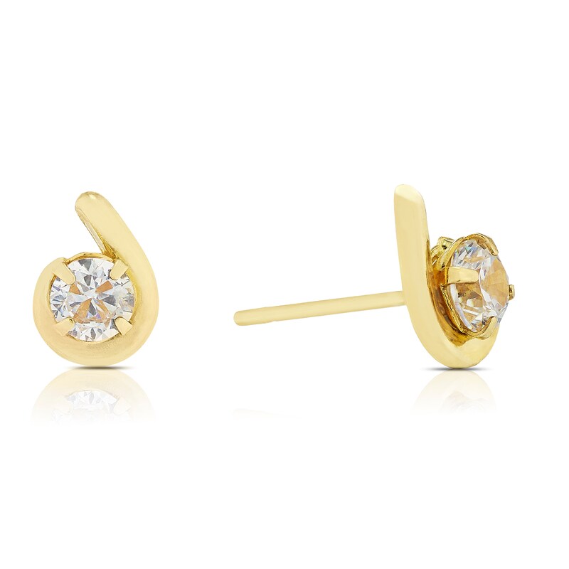 Main Image 1 of 9ct Solid Yellow Gold Cubic Zirconia Teardrop Stud Earrings