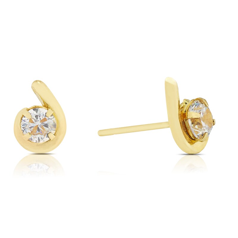 9ct Solid Yellow Gold Cubic Zirconia Teardrop Stud Earrings