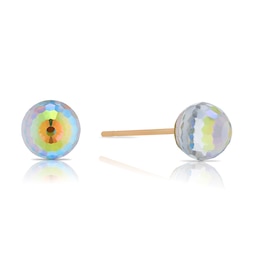 9ct Yellow Gold Aurora Borealis Faceted 6mm Ball Stud Earrings