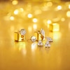 Thumbnail Image 3 of Sterling Silver & 18ct Gold Plated Vermeil Diamond Shaped Cubic Zirconia Stud Earrings