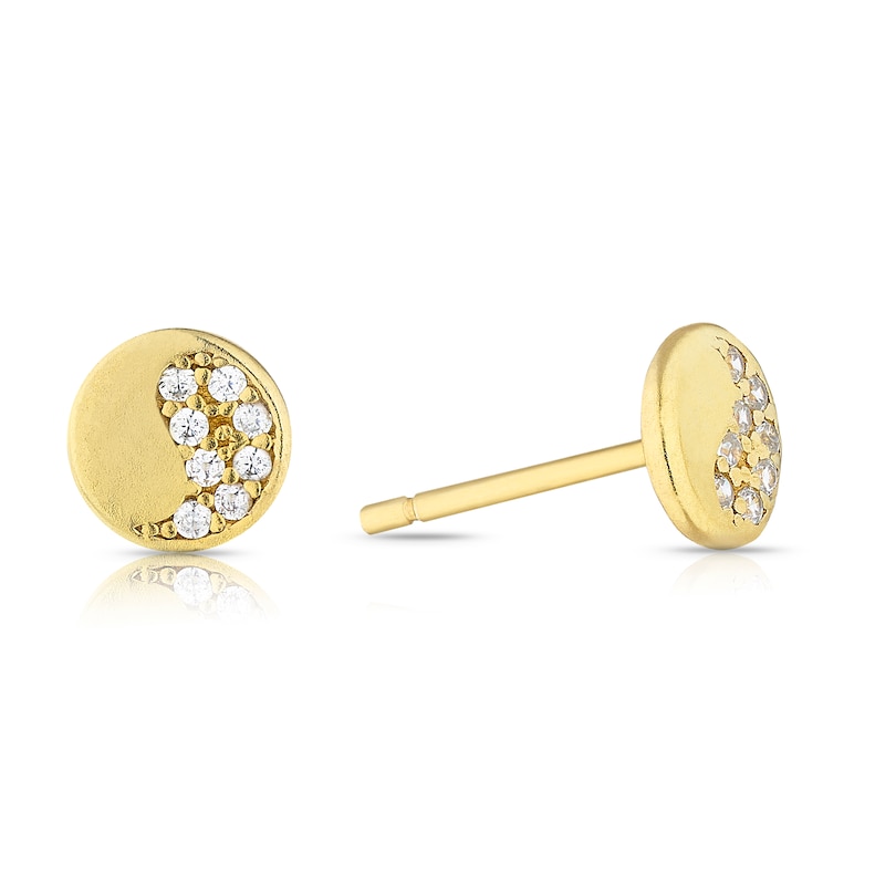 Main Image 1 of Sterling Silver & 18ct Gold Plated Vermeil Yin & Yang Stud Earrings