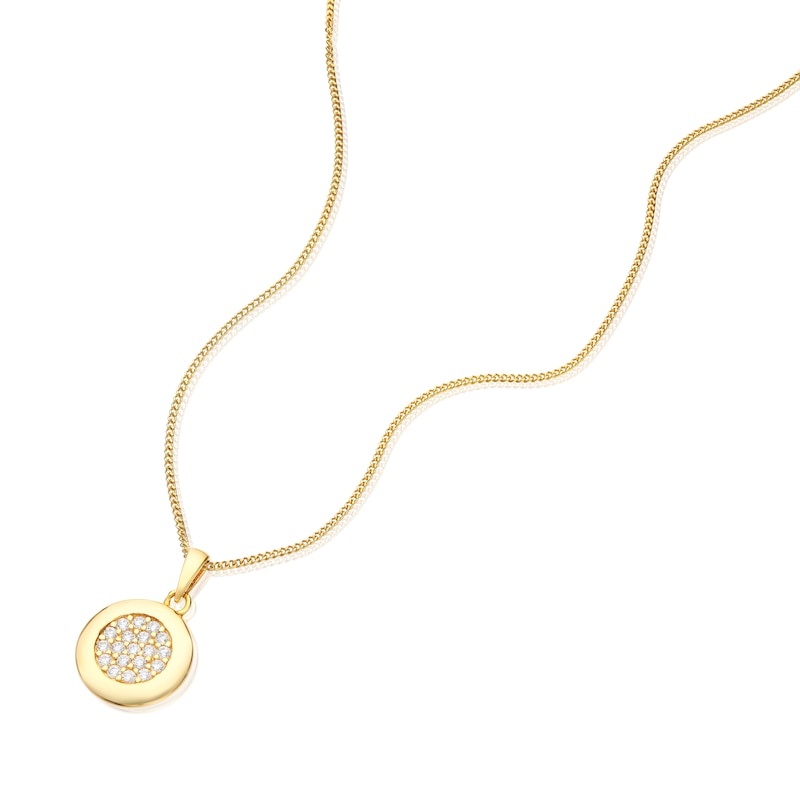 Main Image 2 of Sterling Silver & 18ct Gold Plated Vermeil Cubic Zirconia Pavé Pendant Necklace