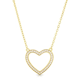 Sterling Silver & 18ct Gold Plated Cubic Zirconia Heart Pendant Necklace