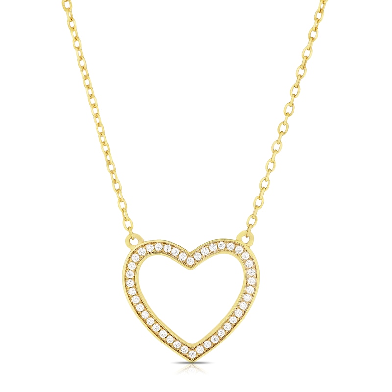 Sterling Silver & 18ct Gold Plated Cubic Zirconia Heart Pendant Necklace
