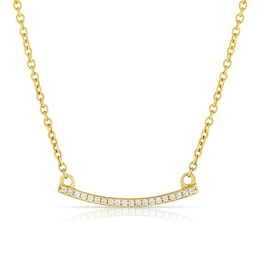 Sterling Silver & 18ct Gold Plated Cubic Zirconia Bar Pendant Necklace