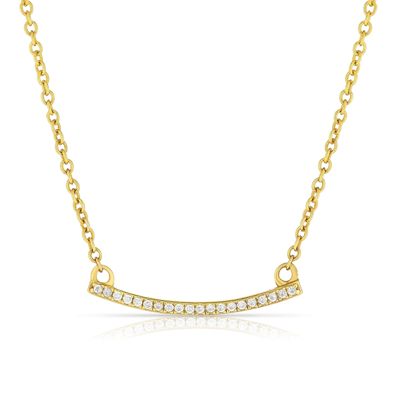 Main Image 1 of Sterling Silver & 18ct Gold Plated Cubic Zirconia Bar Pendant Necklace