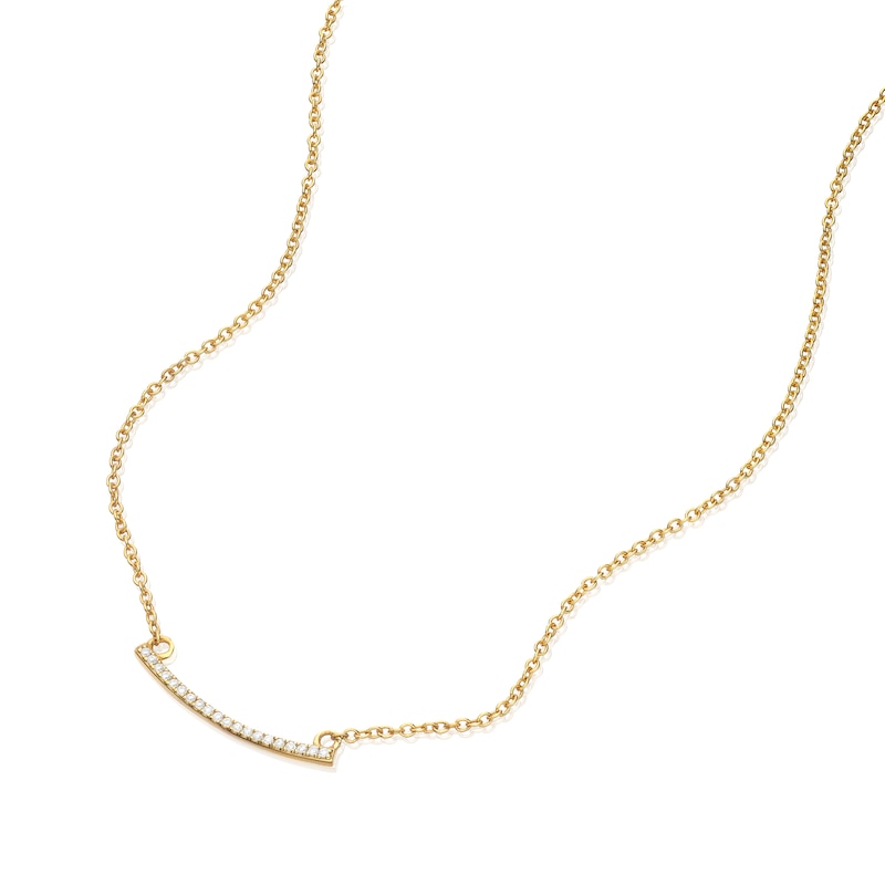 Main Image 2 of Sterling Silver & 18ct Gold Plated Cubic Zirconia Bar Pendant Necklace