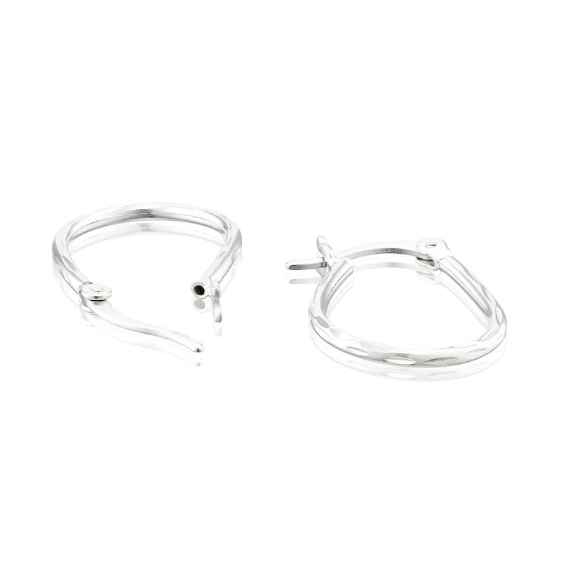 Main Image 2 of Sterling Silver Oval Twisted Creole Drop Hoop Earrings
