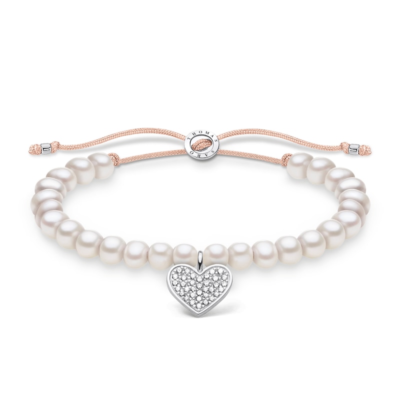 Main Image 1 of Thomas Sabo Ladies' Sterling Silver Nylon Freshwater Pearl Cubic Zirconia Bracelet