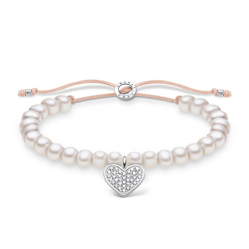 Thomas Sabo Ladies' Sterling Silver Nylon Freshwater Pearl Cubic Zirconia Bracelet