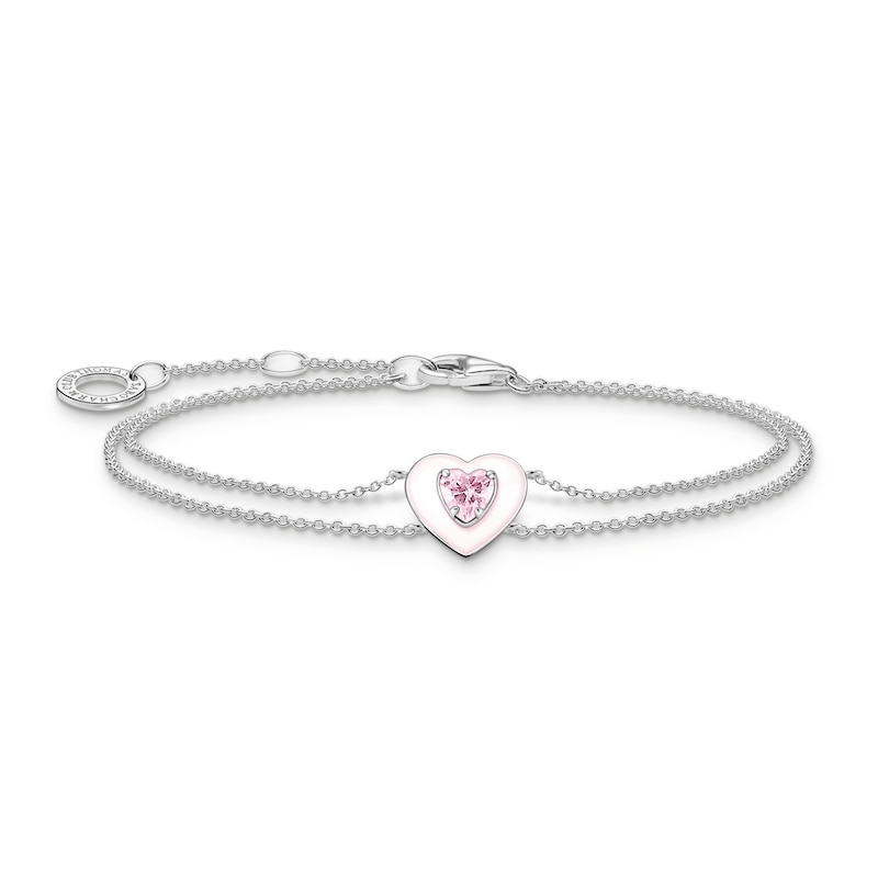 Thomas Sabo Ladies' Sterling Silver Pink Cubic Zirconia Heart Bracelet