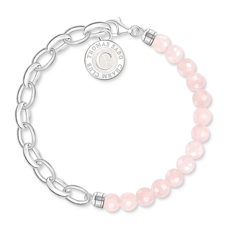 Thomas Sabo Ladies' Sterling Silver Rose Quartz Beaded Bracelet | H.Samuel