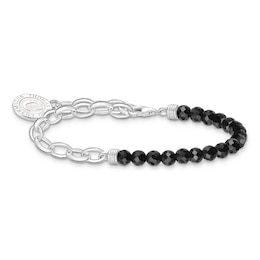 Thomas Sabo Ladies' Sterling Silver Obsidian Beaded Bracelet