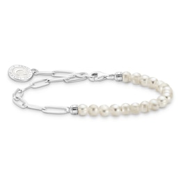 Thomas Sabo Ladies' Sterling Silver Freshwater Pearl Beaded Bracelet