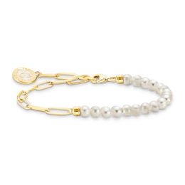 Thomas Sabo Ladies' Sterling Silver 18ct Gold Plated Yellow Freshwater Pearl Beaded Bracelet