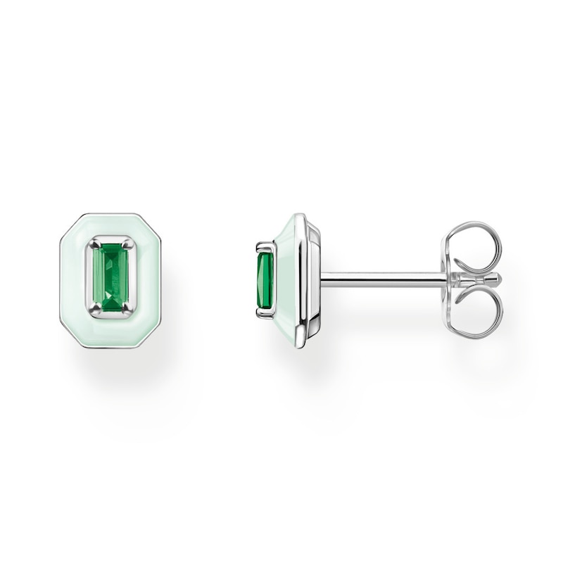 Main Image 1 of Thomas Sabo Ladies' Sterling Silver Enamel & Glass-Ceramic Stone Rectangular Ear Studs