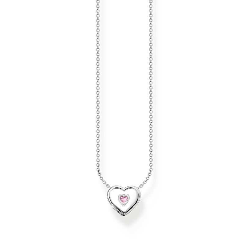 Main Image 2 of Thomas Sabo Ladies' Sterling Silver Enamel & Pink Cubic Zirconia Heart Necklace