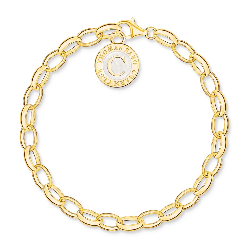 Main Image 2 of Thomas Sabo Ladies' Sterling Silver Gold Plated Enamel Belcher Charm Carrier Bracelet 19cm