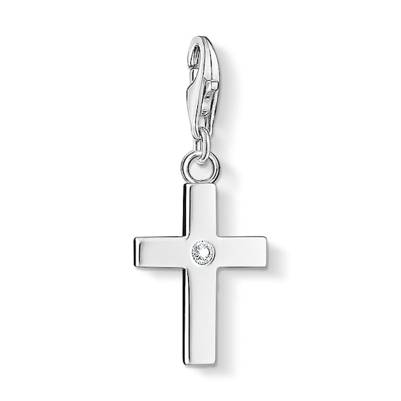 Thomas Sabo Ladies' Sterling Silver Cubic Zirconia Cross Charm Pendant