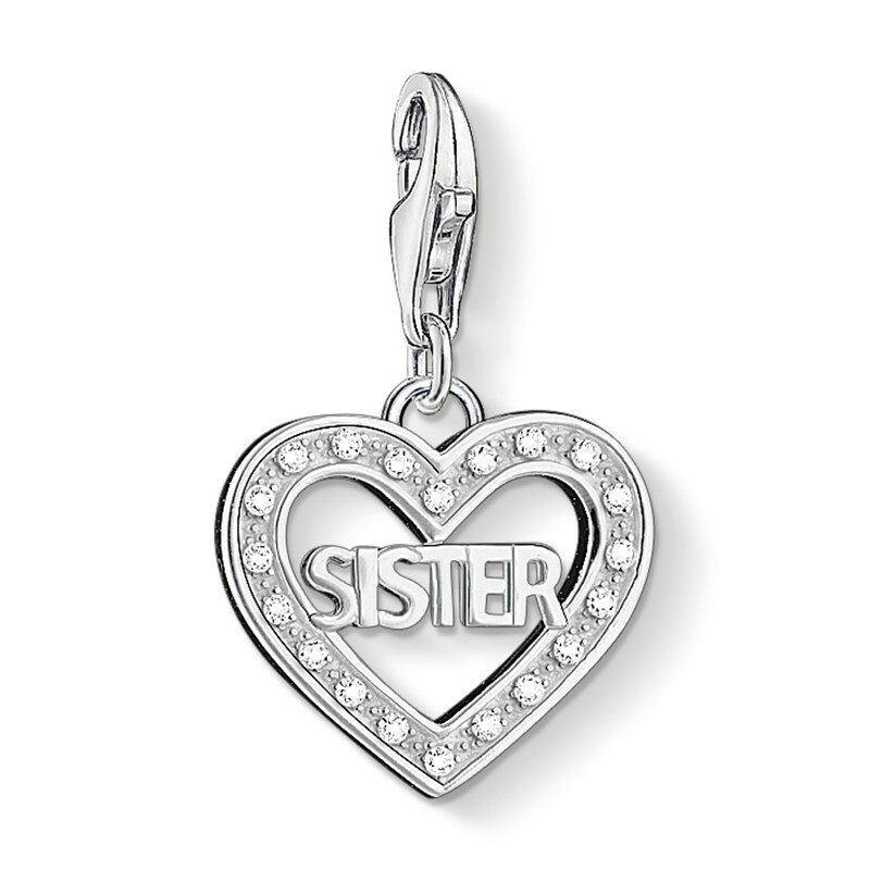 Main Image 1 of Thomas Sabo Ladies' Sterling Silver Cubic Zirconia Sister Heart Charm Pendant