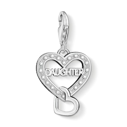 Thomas Sabo Ladies' Sterling Silver Cubic Zirconia Daughter Heart Charm Pendant